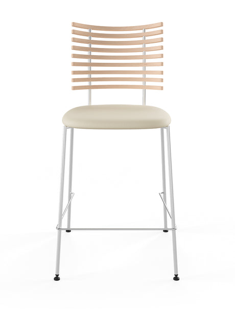 Tiger Barstol, creme læder fra Naver Collection - Eg hvidolie / Rustfrit stål - Jacobsen Plus