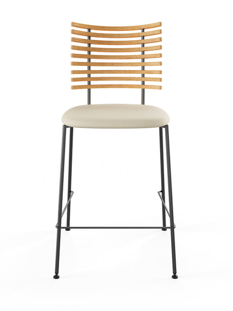 Tiger Barstol, creme læder fra Naver Collection - Eg olie / Sort pulverlakeret stål - Jacobsen Plus