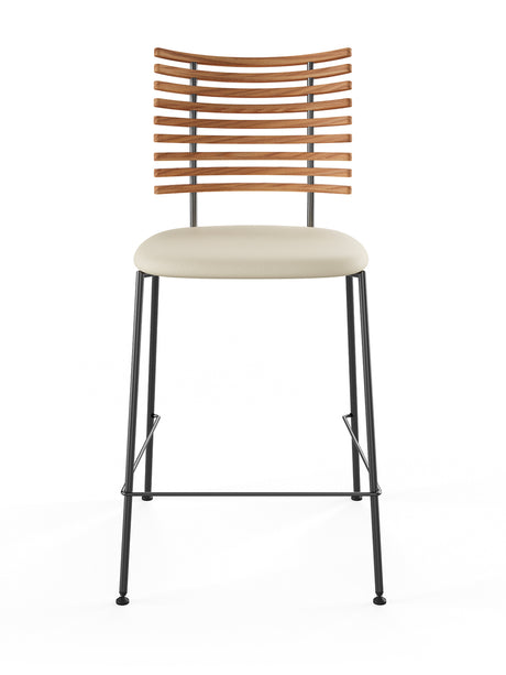 Tiger Barstol, creme læder fra Naver Collection - Elm olie / Sort pulverlakeret stål - Jacobsen Plus