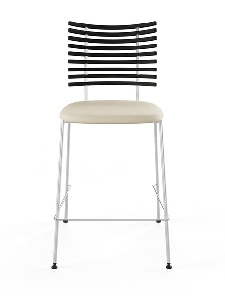 Tiger Barstol, creme læder fra Naver Collection - Ask sortbejdset / Rustfrit stål - Jacobsen Plus