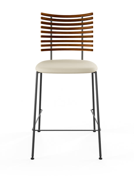 Tiger Barstol, creme læder fra Naver Collection - Valnød / Sort pulverlakeret stål - Jacobsen Plus