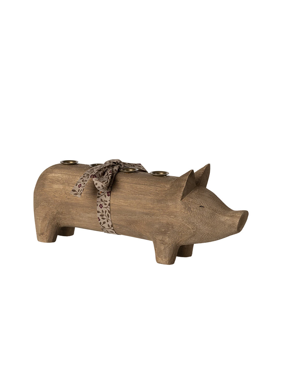 Trælysestage, Gris, Advent - Natur fra Maileg - 1 - Jacobsen Plus