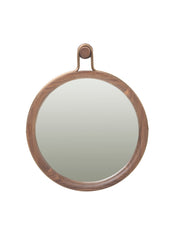 Utility Round Mirror Large Walnut natural Aged gold fra Stellar Works