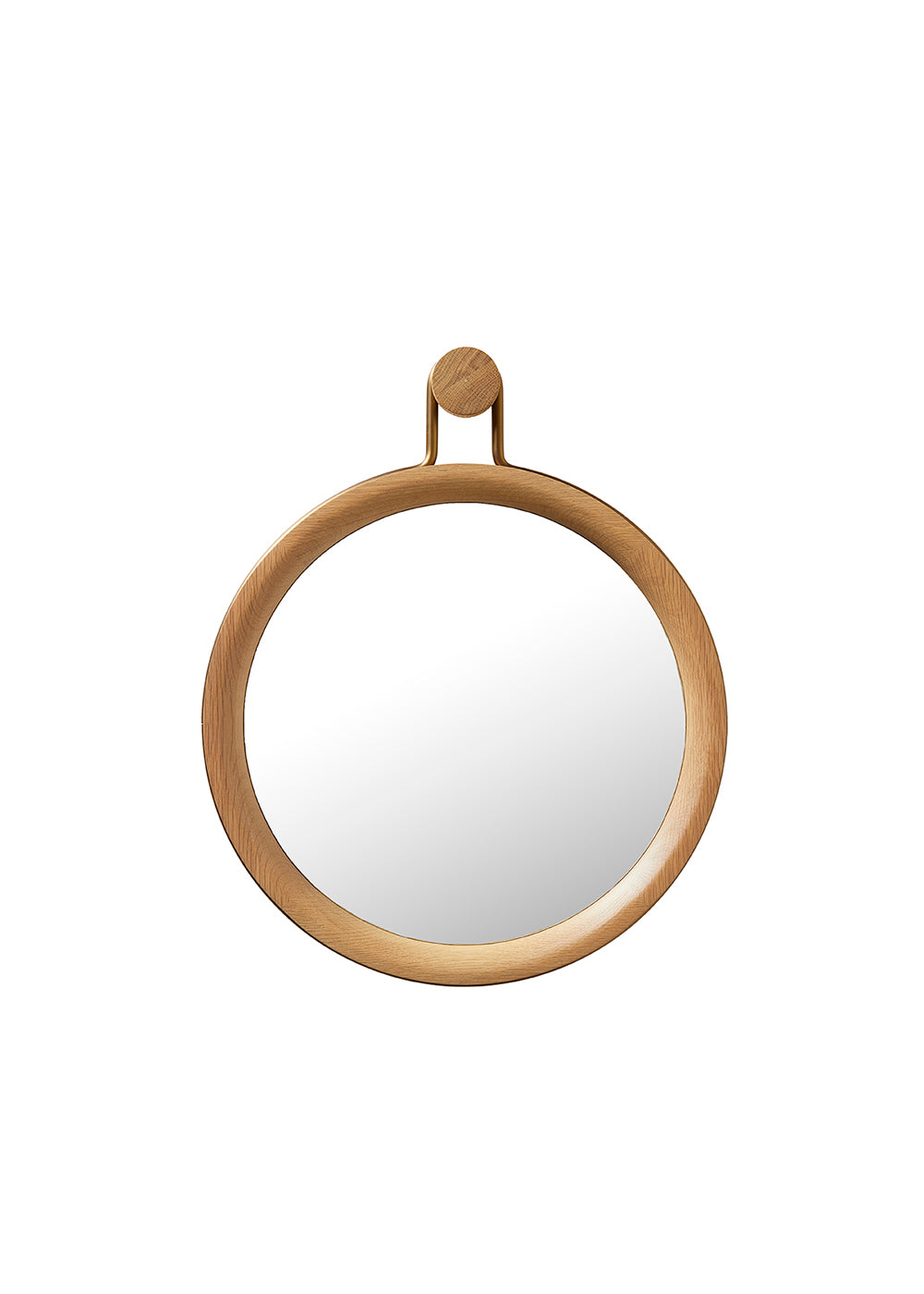 Utility Round Mirror Small Oak natural Aged gold fra Stellar Works