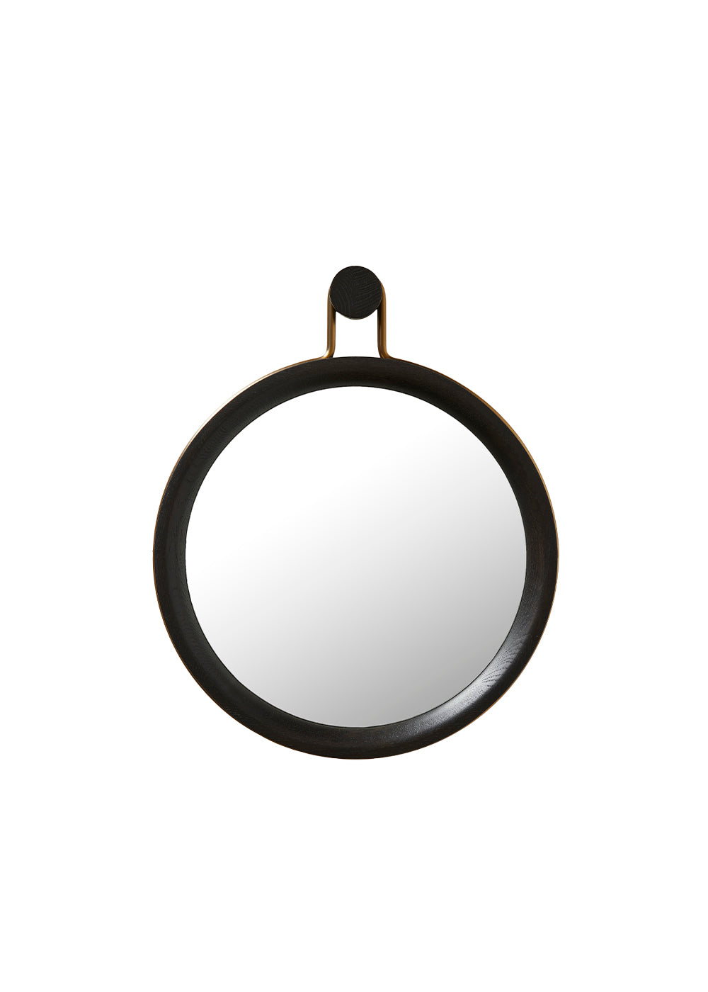 Utility Round Mirror Small Oak black Aged gold fra Stellar Works