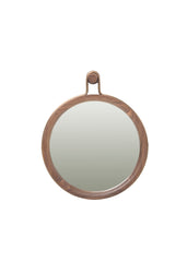 Utility Round Mirror Small Walnut natural Aged gold fra Stellar Works