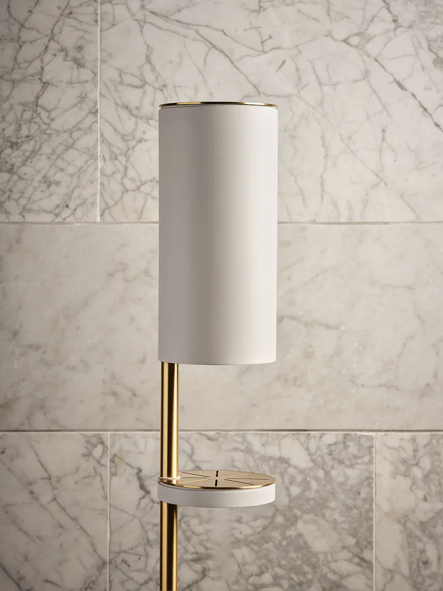 Sensorstyret håndsprit- og sæbedispenser, fritstående i hvid fra VOLA