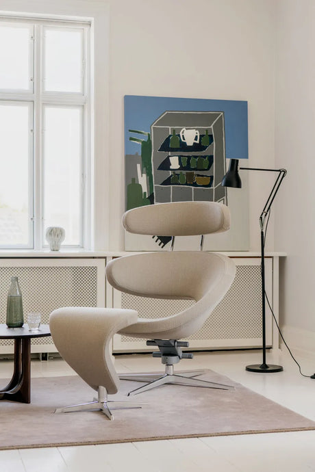 Peel™ Lænestol, venstre fra Variér - Cream white HAL100 / Eksklusiv skammel - Jacobsen Plus