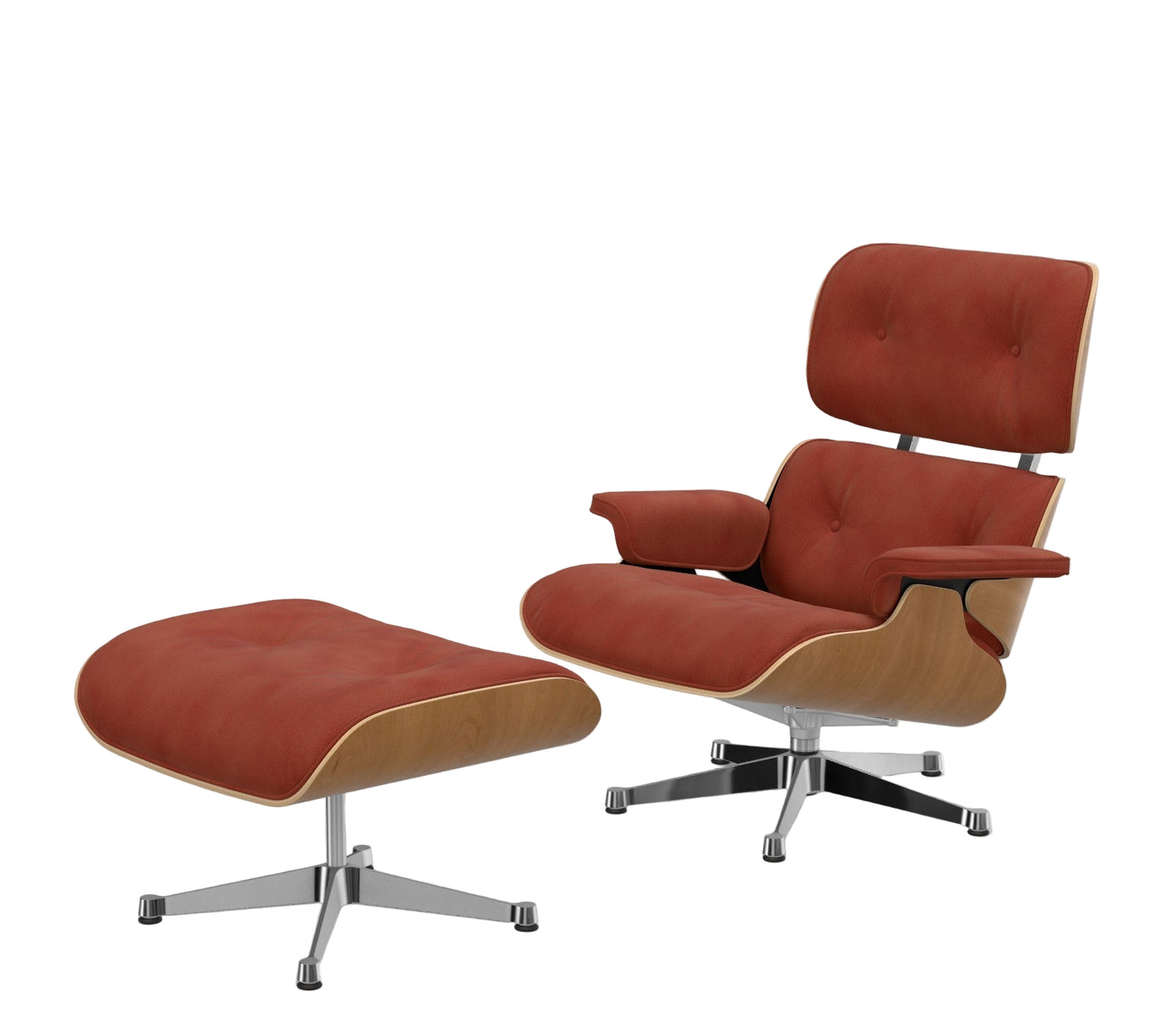 Eames Lounge Chair, kirsebær, calma brandy inkl. Fodskammel fra Vitra