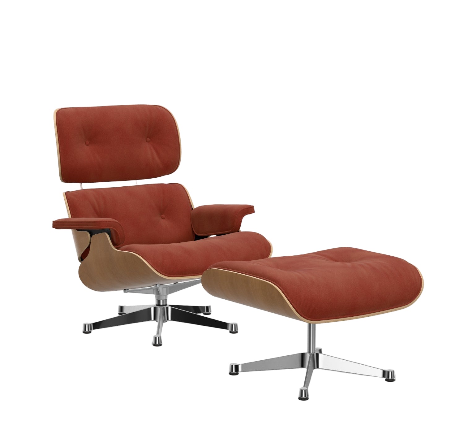 Eames Lounge Chair, kirsebær, calma brandy inkl. Fodskammel fra Vitra