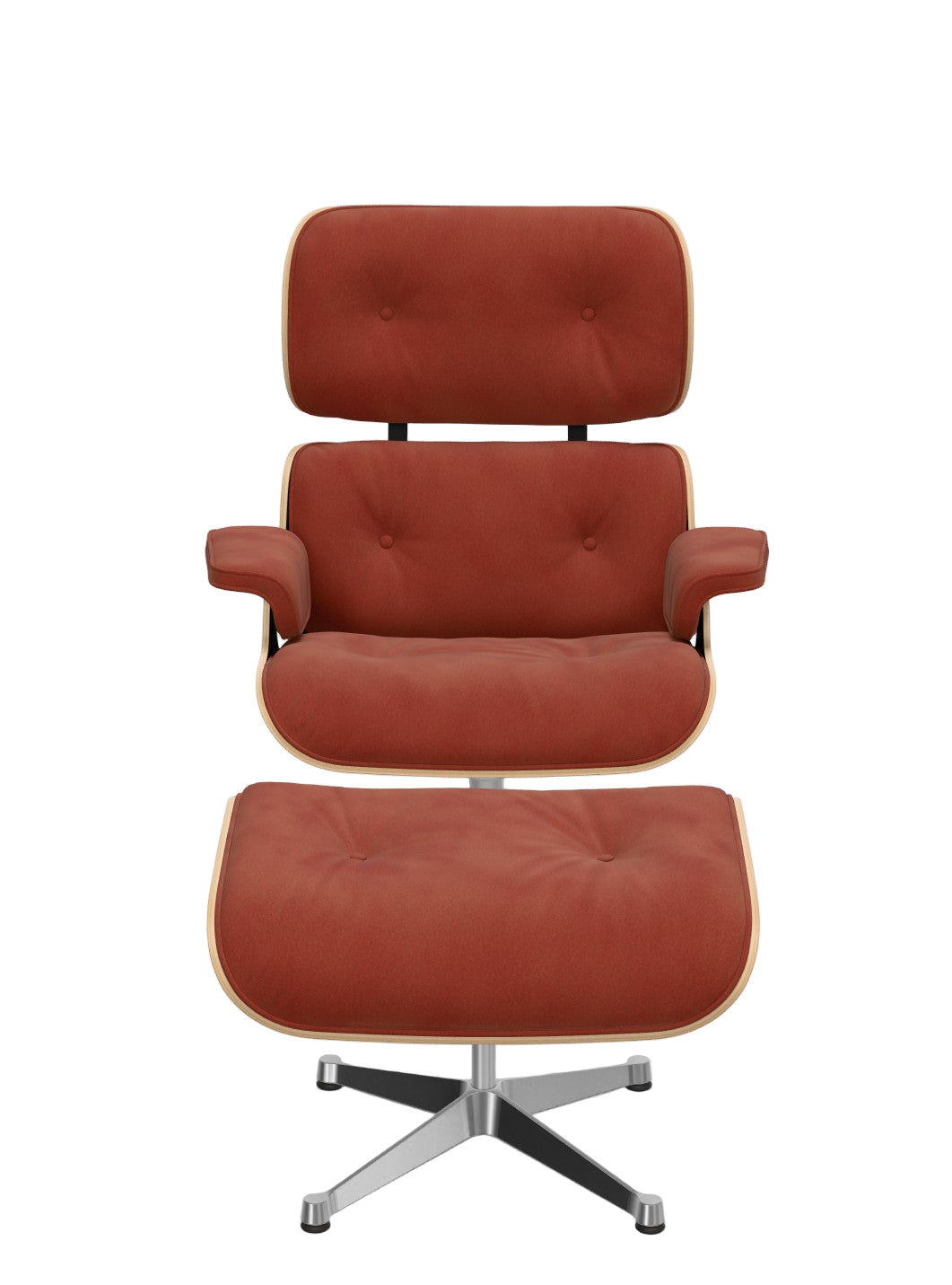 Eames Lounge Chair, kirsebær, calma brandy inkl. Fodskammel fra Vitra