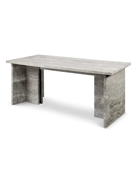 Fjer Sofabord 110 cm, travertin silver fra Wabi Sabi Nordic - 2 - Jacobsen Plus