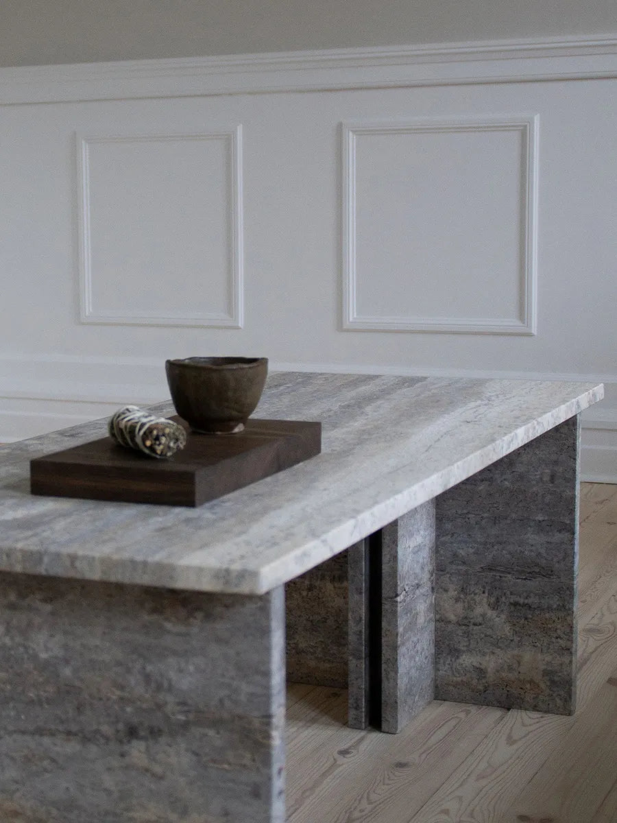 Fjer Sofabord 110 cm, travertin silver fra Wabi Sabi Nordic - 4 - Jacobsen Plus