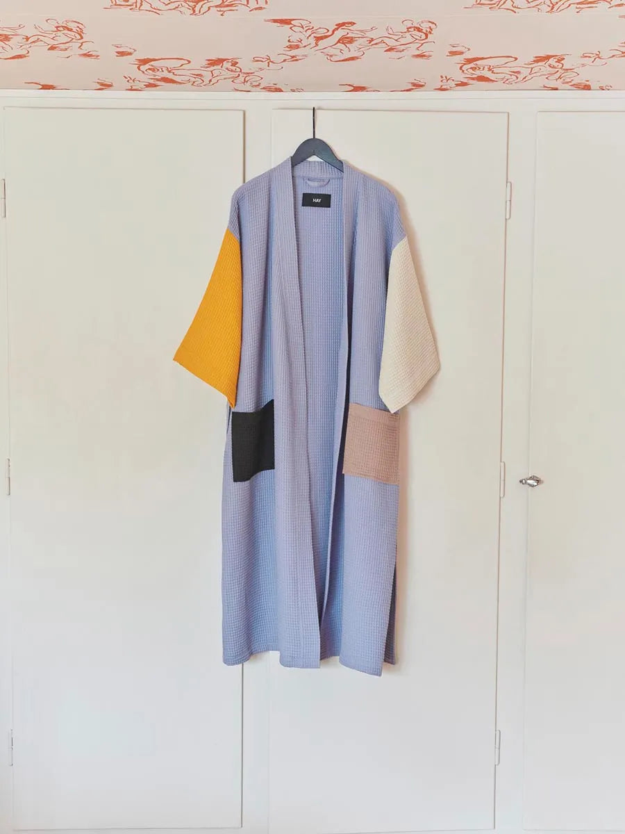 Waffle Badekåbe, dusty blue multi fra Hay