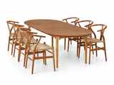 Hans J. Wegner spisebordssæt, 1 x Special Edition CH338 spisebord i Teak/Eg mix, 6 x Y-stole CH24 i Teak fra Carl Hansen & Søn - 1 - Jacobsen Plus