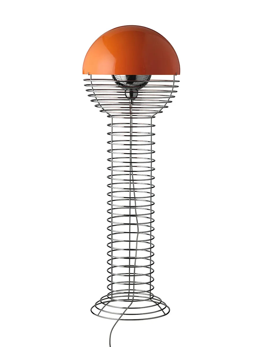 Wire Gulvlampe, orange af Verner Panton