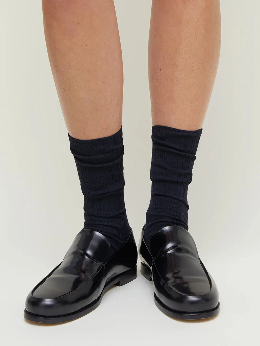Wool Rib Socks, navy fra Aiayu - 2 - Jacobsen Plus