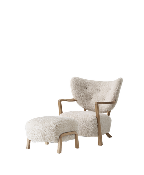 Wulff lænestol inkl. skammel, - Sheepskin Moonlight fra &Tradition - Eg - Jacobsen Plus
