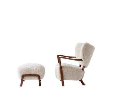 Wulff lænestol inkl. skammel, - Sheepskin Moonlight fra &Tradition - Valnød - Jacobsen Plus