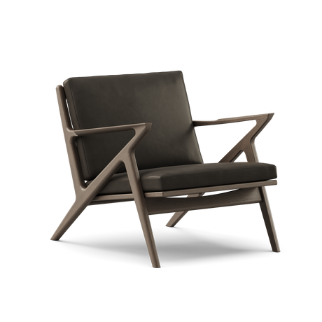 Z Chair, eg fra DK3 - Røget eg - Sort Pelle læder - Jacobsen Plus