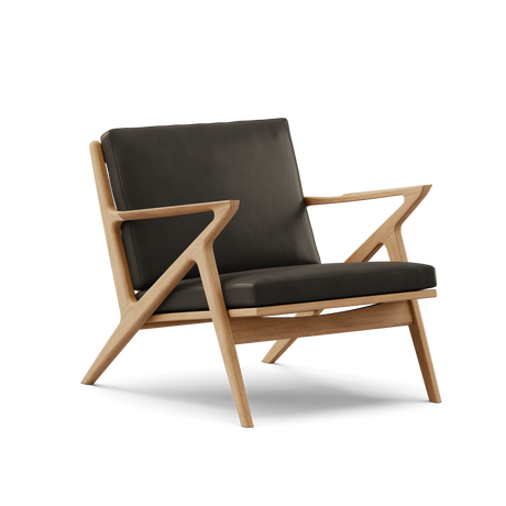 Z Chair, eg fra DK3 - Eg olie - Sort Pelle læder - Jacobsen Plus