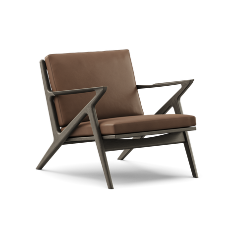 Z Chair, sortlakeret eg fra DK3 - Sortlakeret eg - Brun Pelle læder - Jacobsen Plus