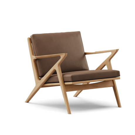 Z Chair, eg fra DK3 - Eg olie - Brun Pelle læder - Jacobsen Plus