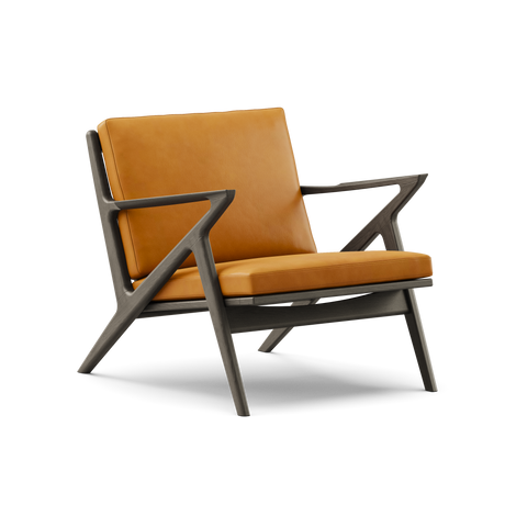 Z Chair, sortlakeret eg fra DK3 - Sortlakeret eg - Cognac Pelle læder - Jacobsen Plus