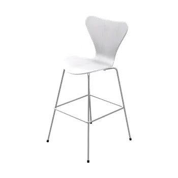 3197 Høj Barstol af Arne Jacobsen - Uden polstring / Farvet ask / Hvid - Jacobsen Plus