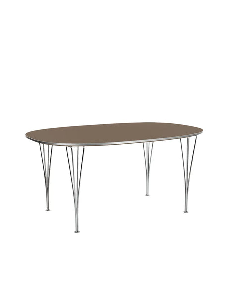 Piet Hein B613 Superellipse spisebord, 180 x 120 cm fra Fritz Hansen - Hvid laminat m. alukant - Jacobsen Plus