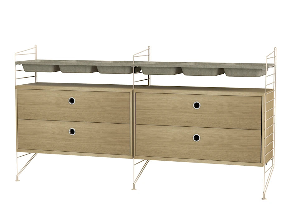 Soveværelse, bundle G fra String - Beige - eg - Jacobsen Plus