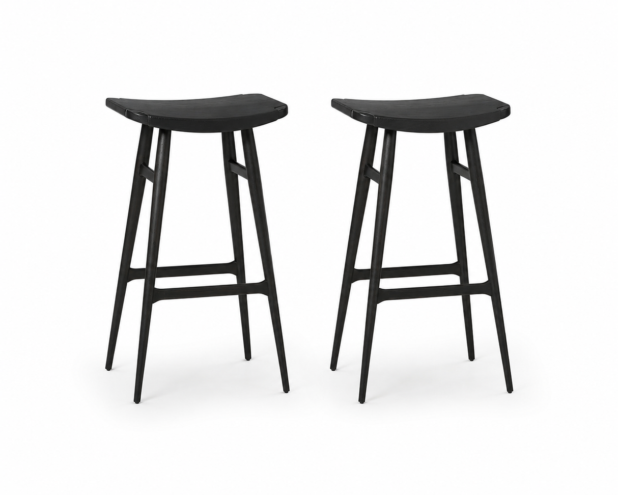 Stellar Works Freja barstole H75 i sort eg med Ultra Black læder - 2 stk. - 1 - Jacobsen Plus