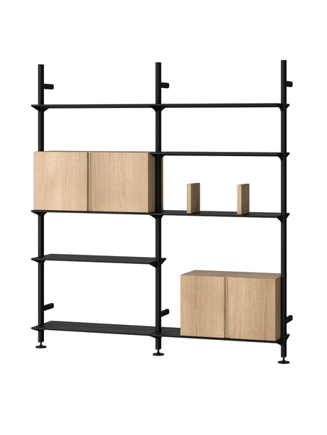 Pira G2 Floor-to-Wall Shelving Bundle D fra String - Sort - Valnød - Jacobsen Plus