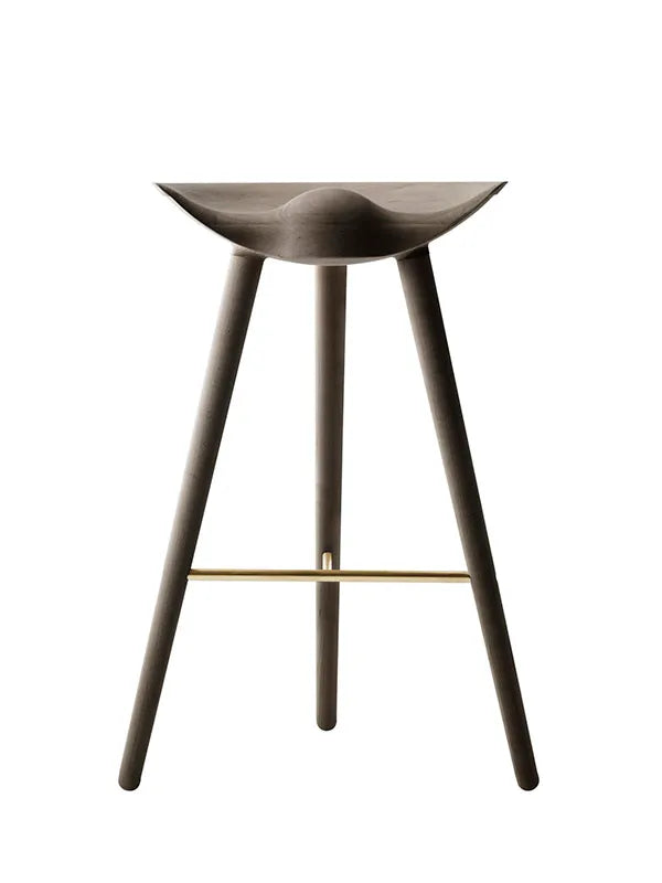 ML42 Barstol 77 cm fra Audo Copenhagen - Brun olieret eg - messing - Jacobsen Plus