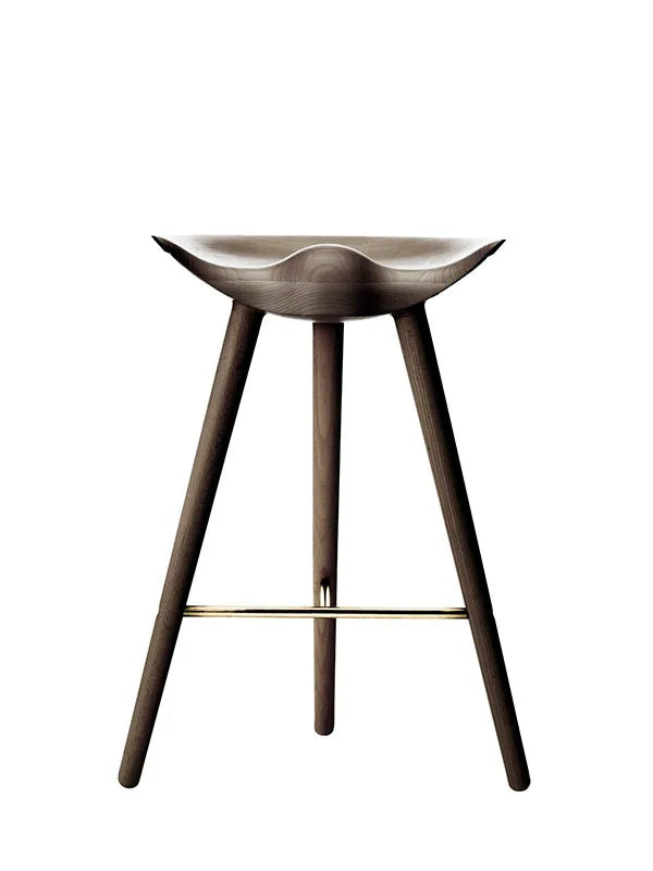 ML42 Barstol 69 cm fra Audo Copenhagen - Brun olieret eg - messing - Jacobsen Plus