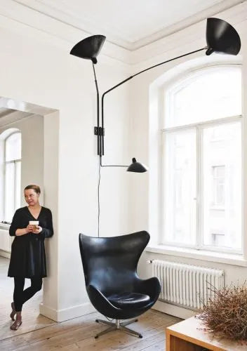 Big Wall Lamp w/3 Rotating Straight Arms af Serge Mouille - 2 - Jacobsen Plus
