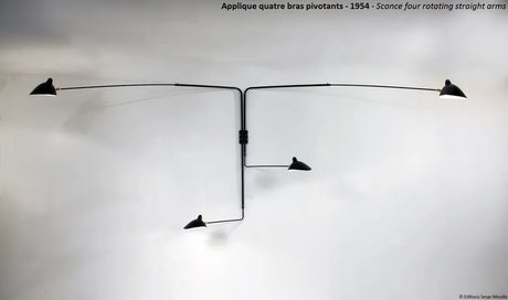 Big Wall Lamp w/4 Rotating Straight Arms af Serge Mouille - 5 - Jacobsen Plus
