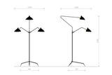 Standing Lamp w/3 Heads/Arms af Serge Mouille