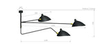 Ceiling Lamp w/2 Fixed Arms & 1 Curved Rotating Arm af Serge Mouille - 3 - Jacobsen Plus