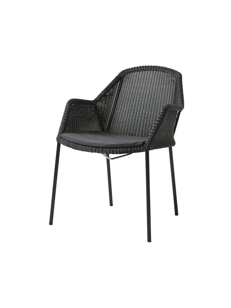 Breeze Havestol m. Armlæn, stabelbar fra Cane-line - Black / Black, Cane-line Natté - Jacobsen Plus