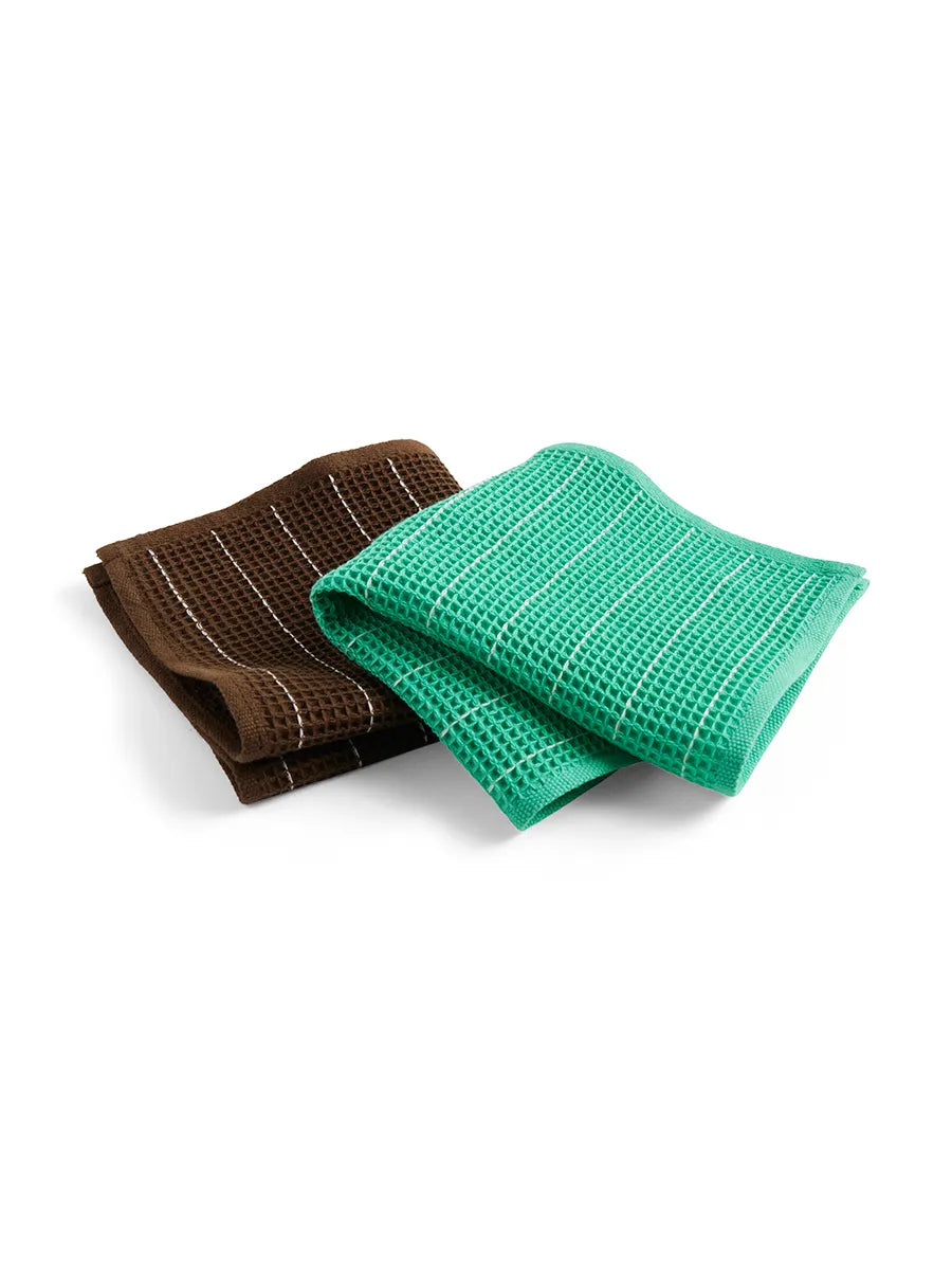 Canteen Dish Cloth, sæt á 2 stk. fra Hay - Chocolate - Emerald - Jacobsen Plus