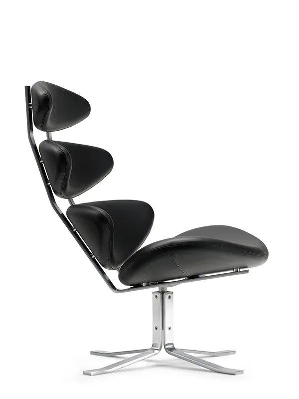 Corona Stol, sort omni 301 læder fra Erik Jørgensen