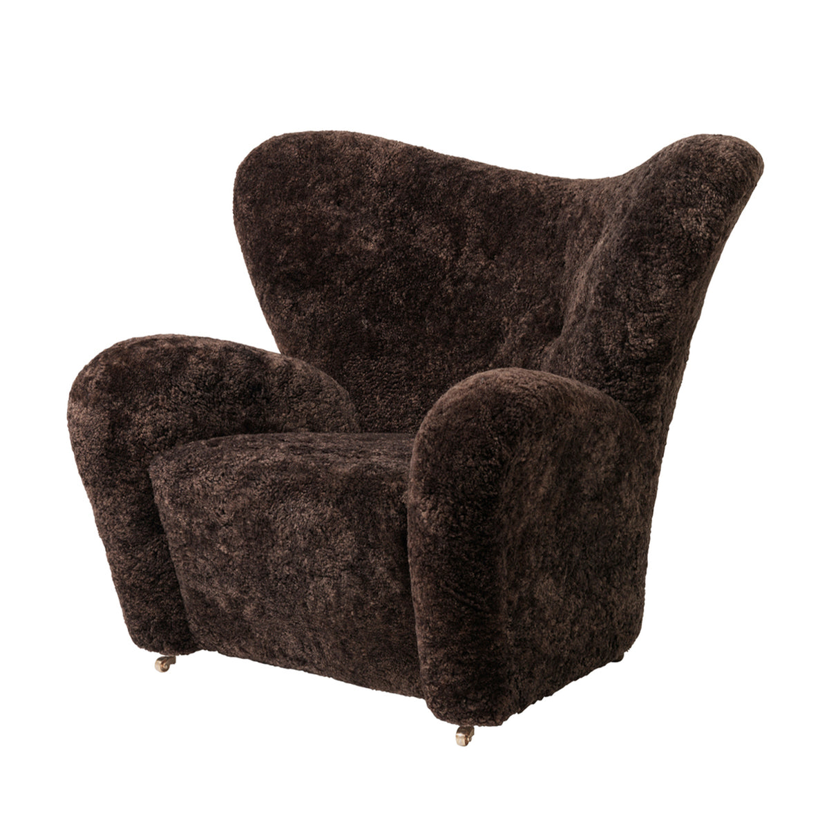 Den Trætte Mand Lænestol, Sheepskin fra Audo Copenhagen - Dark Stained Oak - Sheepskin Espresso - Jacobsen Plus