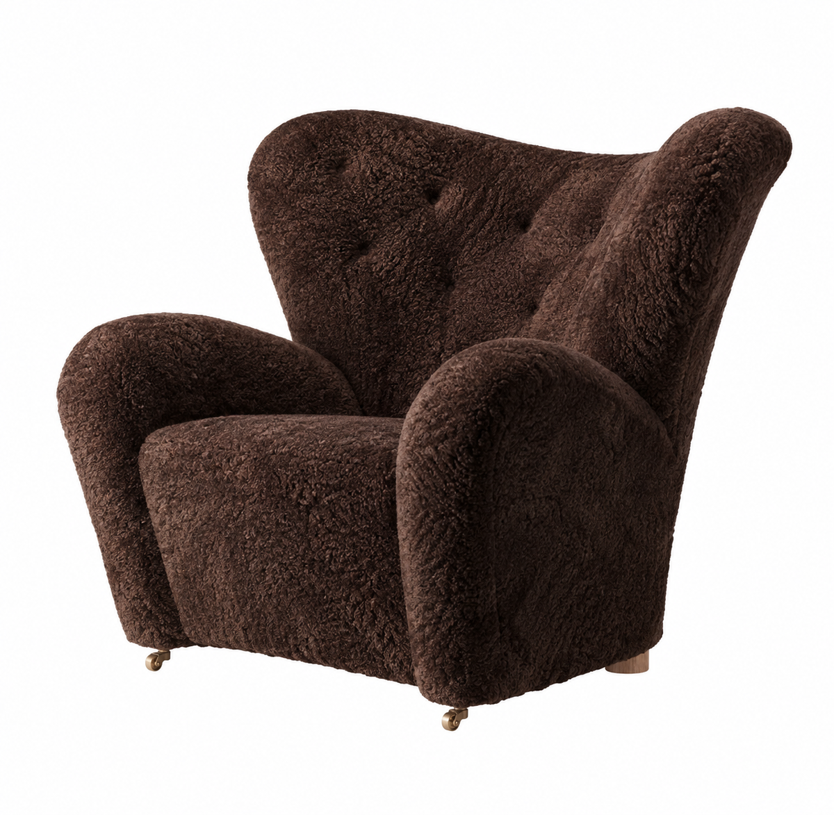 Den Trætte Mand Lænestol, Sheepskin fra Audo Copenhagen - Natural Oak - Sheepskin Espresso - Jacobsen Plus
