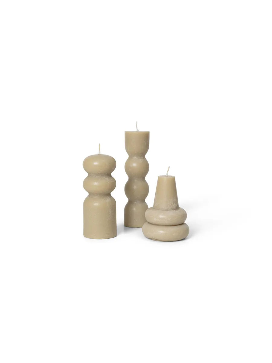 Torno Candles Sand, Set of 3 fra Ferm Living