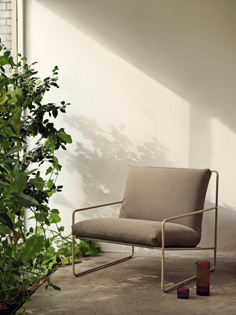 Desert 1-Seater udendørs lænestol fra Ferm Living - Cashmere - Pure Bouclé - Chestnut - Jacobsen Plus