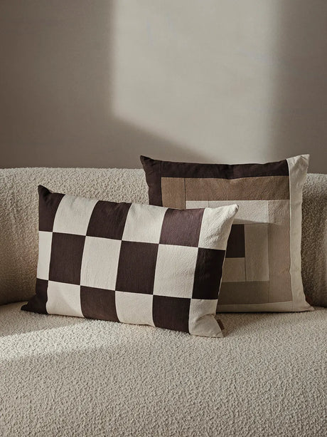 Border Patchwork Cushion fra Ferm Living - Dark Sage - Red Brown - Jacobsen Plus