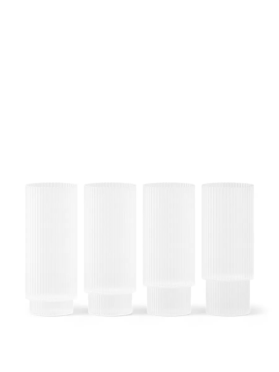 Ripple Long Drink Glasses Frosted, sæt á 4 fra Ferm Living