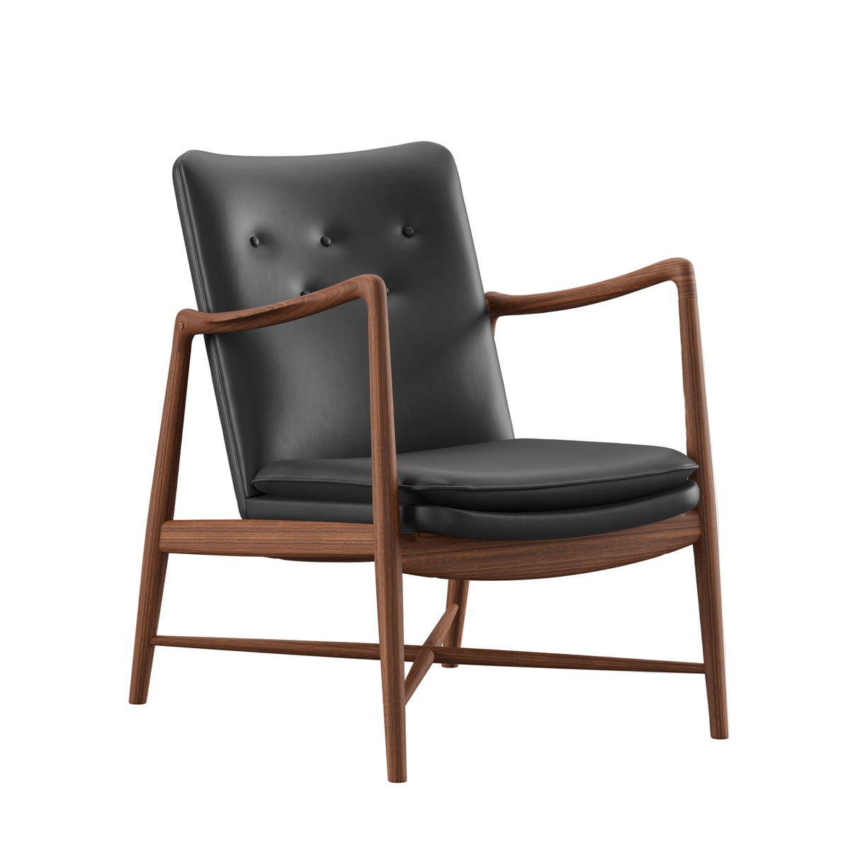 Kaminstolen, valnød af Finn Juhl - Nevada læder (sort) - Jacobsen Plus
