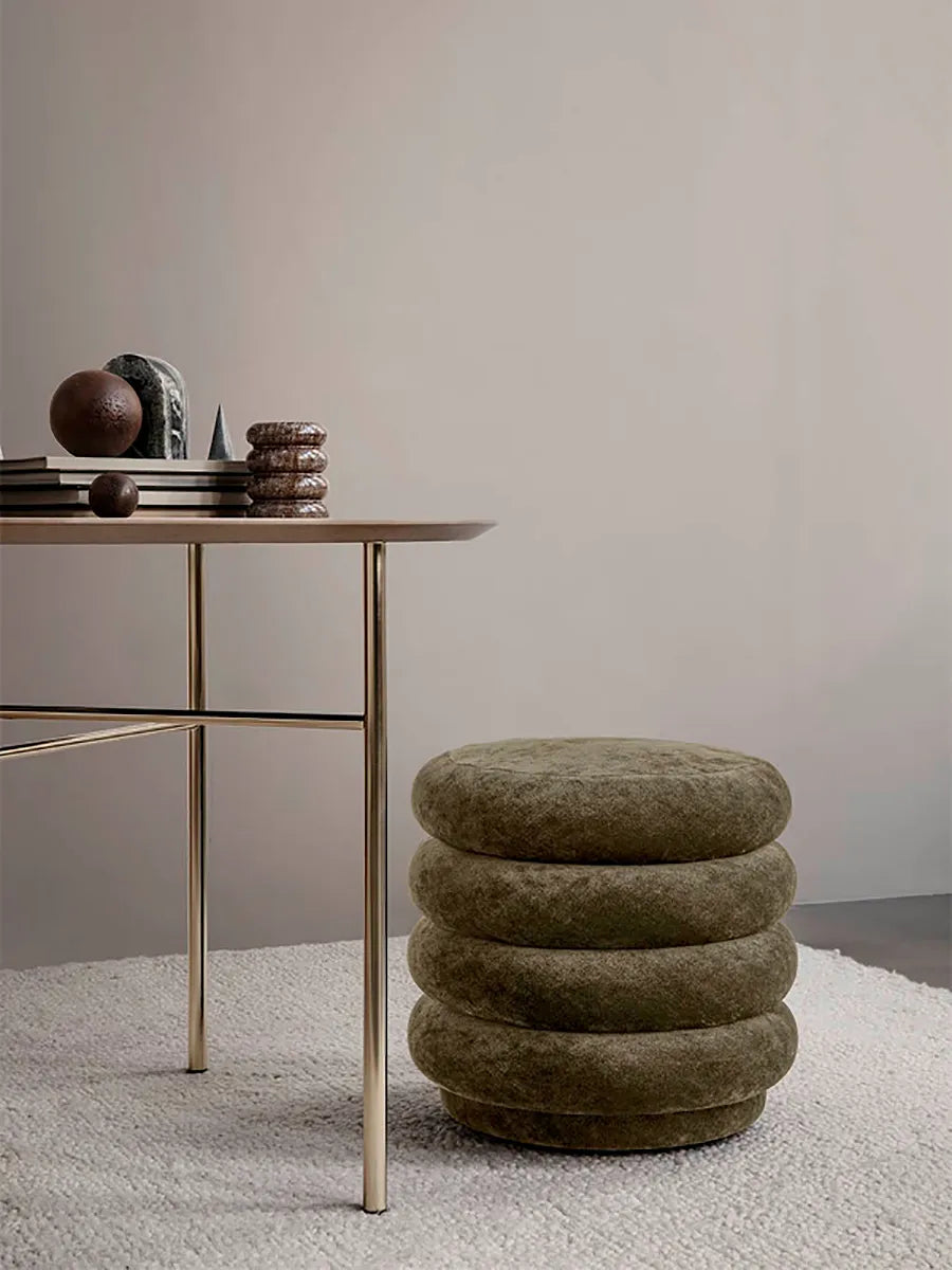 Pouf Round, faded velvet fra Ferm living - 4 - Jacobsen Plus